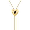 Personalized Initial Heart Pendant Necklace for Women, Long Y Necklace, Adjustable Sliding Lariat Necklace, Letter Necklace K , Gift for Daily Wear, Office, Party, Vacation