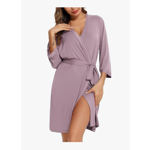Pjmlifecoco Women Kimono Robes Short Bathrobe Lightweight Robe Soft Loungewear with Pockets S-XXL size XL