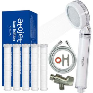 Filter Showerhead Born From Koreas Beauty Heritage  Pure Carbon Filters for Softer Skin & Smoother Hair | Eco Hose 2M (79in) l 6 Month Advanced Filtration Set (AJ8200MC-ECO-6MO-SLV)