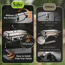 SIFER Chafing Dishes for Buffet 9Qt 4 Pack with Multi-Size Food Pans-Screwless Installation Chafing Dish Buffet Set,Foldable Handles Stacking Design,Stainless Steel for Events,Black