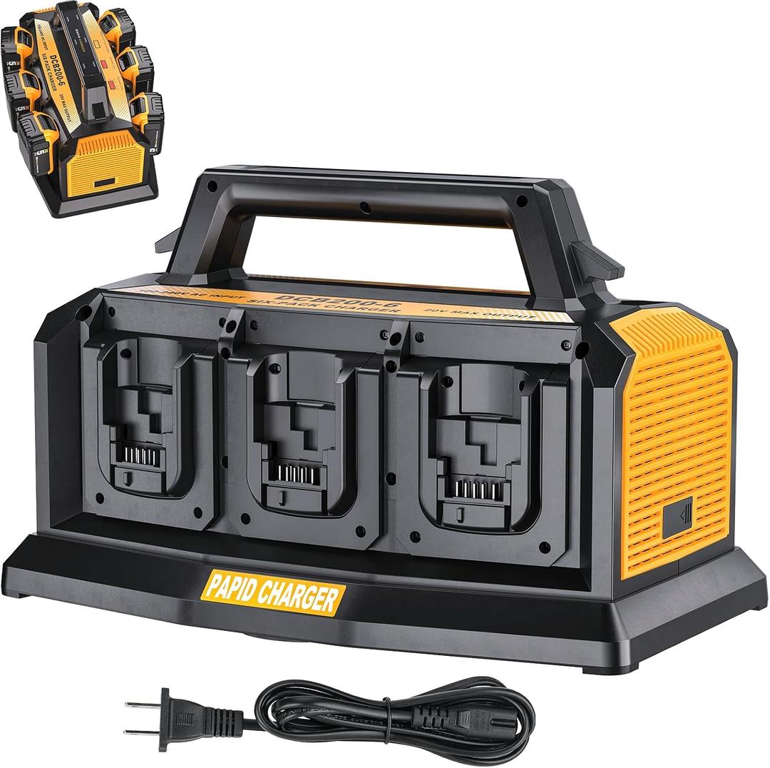 20V Max Battery RapidMeanwhile Fast Charger 6-Ports,Charger Station forDewalt 20V/60v MMaxBatterySimultaneousCharging of 6 Port Each3A,Compatible with Dewalt12V/20V 60v Multi BatteryTools