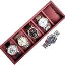 La Trove 5 Slot Watch Organizer Tray, Drawer Storage Organizer for Watches, Bracelets & Jewelry, Men & Women, Pink