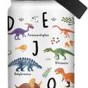 Alphabet Dinosaur Water Bottle for Boys, 16oz Kids Stainless Steel Insulated Water Bottle with Straw Lid, Dinosaur Dino Cup Tumbler Gifts for School