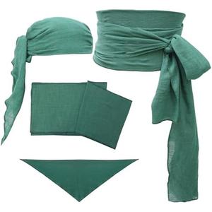 KUOIN Pirate Sash Bandana 2 PCS, Medieval Halloween Costume Accessory Waist Belt Headband Head Scarf