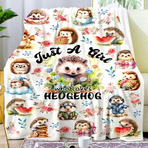 Hedgehog Gifts Blanket Hedgehogs Plush Throw Blankets Stuff Cute Funny Flannel Bedding Hedgehog Blankets Gifts for Women Girls Kids Adults Boys Party Decorations Room Decor 60"x50"