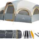 GoHimal 8 Person Tent for Camping, Waterproof Windproof Family Tent with Rainfly, Divided Curtain Design for Privacy Space, Portable with Carry Bag