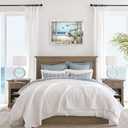 Vintage Ocean View Window Canvas Wall Art, High-Resolution Print with Fresh Blue and White Hydrangeas and Butterflies, Rustic Style Decor for Bathroom, Bedroom, Office Framed 24"x32"