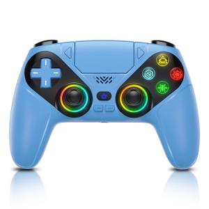 Dinosoo RGB Wireless Controller for PS5/PC - Bluetooth Gamepad with Turbo, Macro, Dual Vibration, 6-Axis Motion, 3.5mm Audio Jack, Built-in Speaker & 1000mAh Battery for PlayStation 5