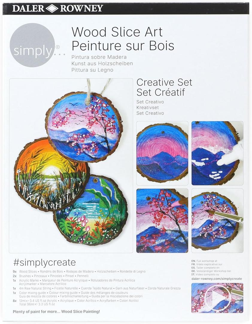 Daler Rowney Simply Creative Wood Painting Art Set - DIY, Fun Activity, Make Your Own Art Kit - Ideal Gift Set for Artists, Beginners, and Hobbyists