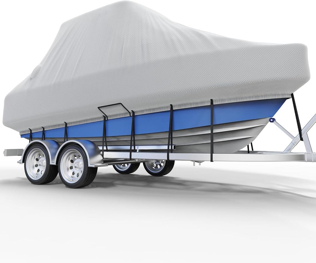 Center Console Boat Cover 18-20ft, Trailerable T-Top/Hard-Top Boat Cover, Marine Grade Oxford Waterproof Boat Covers (600D Oxford Fabric)