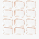 uxcell Clear Toiletry Bag, 12 Pcs PVC Transparent Makeup Bag for Women Man, Cosmetic Pouch Bags with Zipper for Travel Makeup Organizer Pouch, Pink(XL)