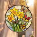 Daffodil Birth FlowerChristmas Ornament Colorful Acrylic Suncatcher Stained Glass Effect Window Hanging for Book Lover Bookish Decor Gift for Women mom Grandma (4", 1-fba-evg-c020-g)