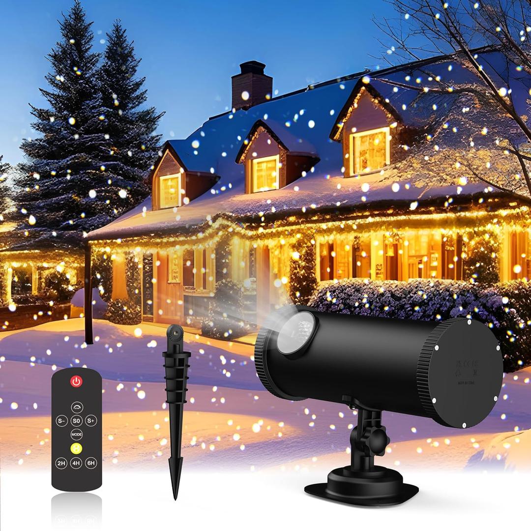 Outdoor White Star Lights Projector, AIRIVO Fairy Lights Projector, Christmas Snowflake Projector with Remote Control, Holiday Halloween Winter Decor Garden Light for Home, Patio, Landscape