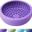 Dog Lick Bowl, Bestalk Anxiety Relief Lick Mat for Dogs, Non-Slip Freeze Licking Bowl Enrichment Puzzle Feeder for Distraction, BPA Free Silicone, Dishwasher Safe (Purple, L)