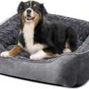JOEJOY Rectangle Dog Bed for Large Medium Small Dogs Machine Washable Sleeping Dog Sofa Bed Non-Slip Bottom Breathable Soft Puppy Bed Durable Orthopedic Calming Pet Cuddler, Multiple Size, Grey (XL(35"x 25"x 10"))