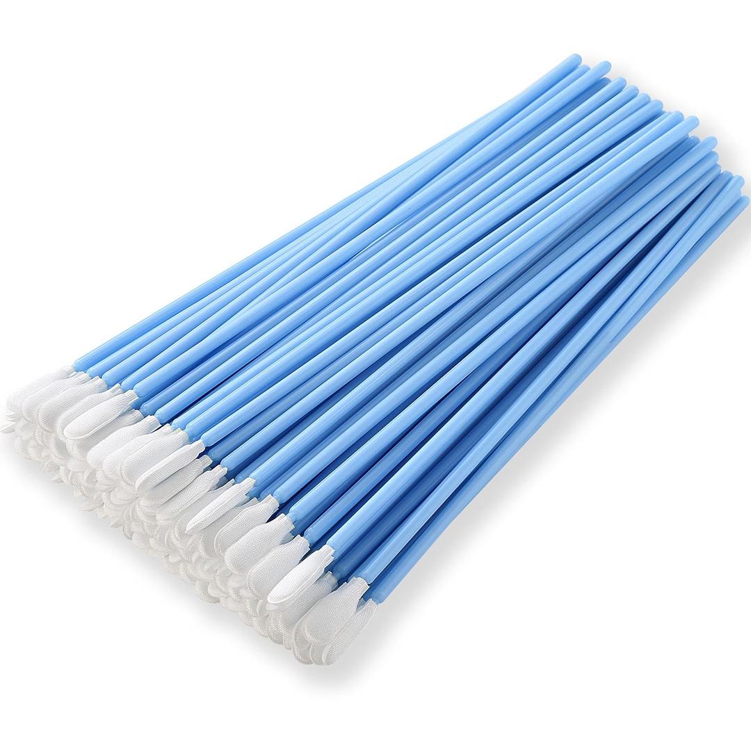 AAwipes Long Swabs Lint Free Cleaning Swabs with Long Handle (100pcs, 6.3" Polyester, 6.8mm Head Blue) Multi-Purpose Swab Sticks with Microfiber Tips (A857B)