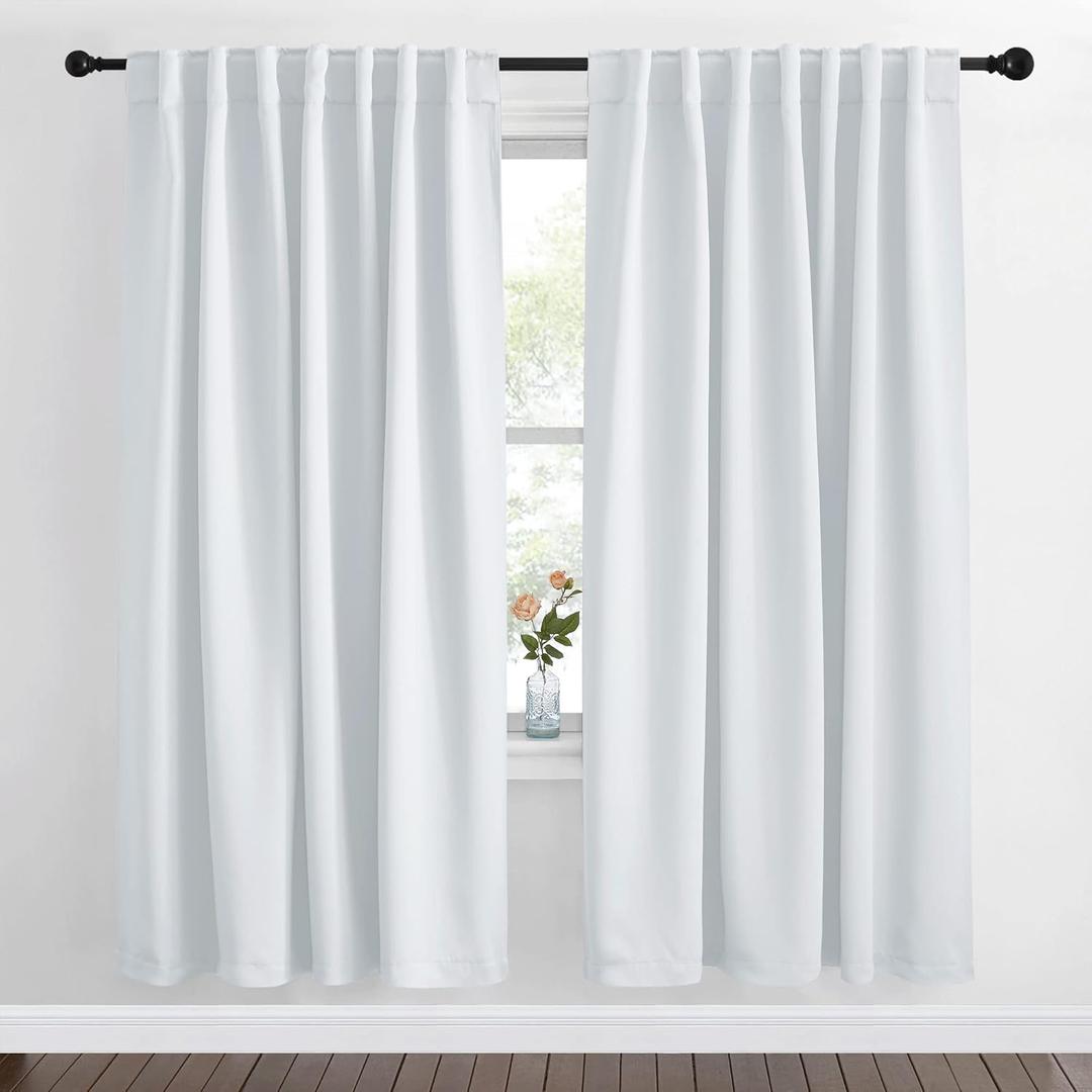 NICETOWN Living Room Darkening Curtain Drapes - (Cloud Grey Color) W62 x L72, Set of 2, Room Darkening Window Treatment Drapery Panels for Room Divider Garage Balcony Office