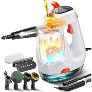 POPCHOSE Steam Cleaner with Detergent Dispenser, 15s Heat-Up Handheld Steam Cleaner for Home, 500ml Removable Water Tank, Lightweight Portable Steamer for Cleaning Grout, Windows, Kitchen, Easy Refill (White)