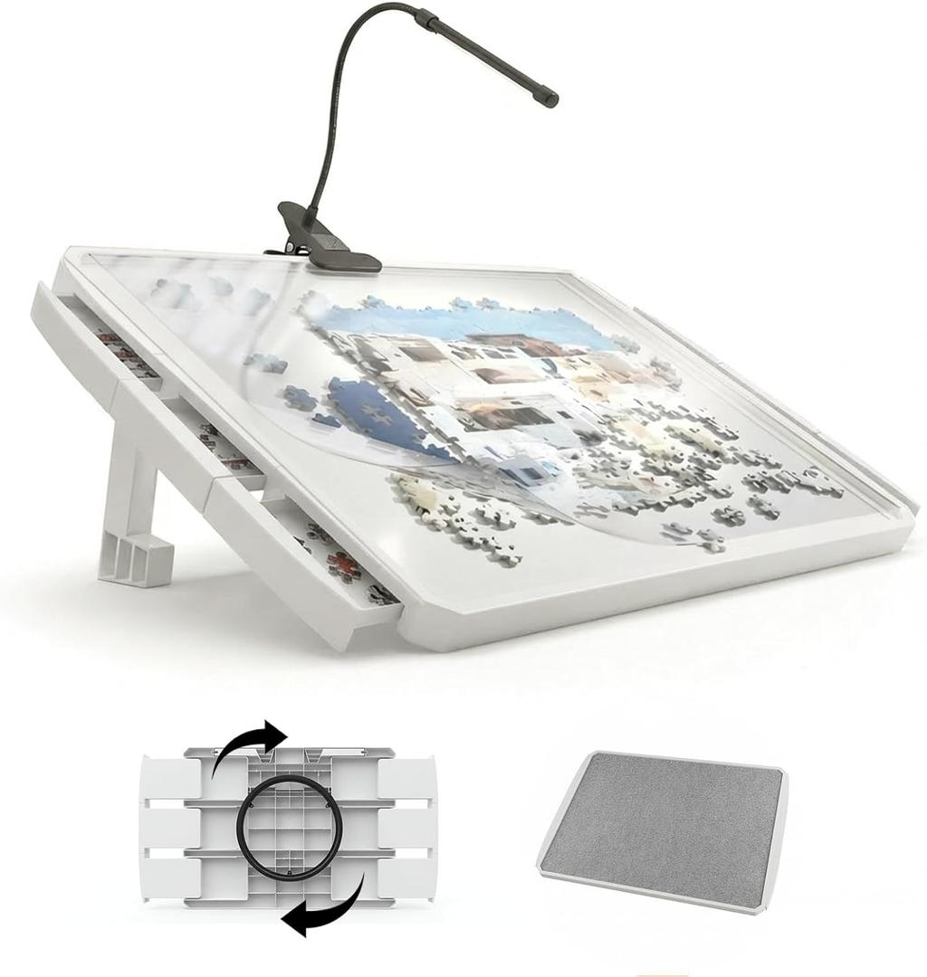 1500 Pieces Rotating Puzzle Board with 6 Drawers and Cover 35"x26"Portable Spinning Plastic with Rotating & Tilting Jigsaw Puzzle Table for Adults Gift for mom