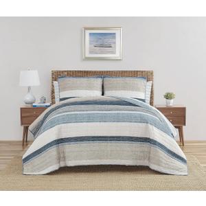 Nautica - King Quilt Set, Cotton Reversible Bedding with Matching Shams, Bedding Set for All Seasons (Ridgeport Denim, King)