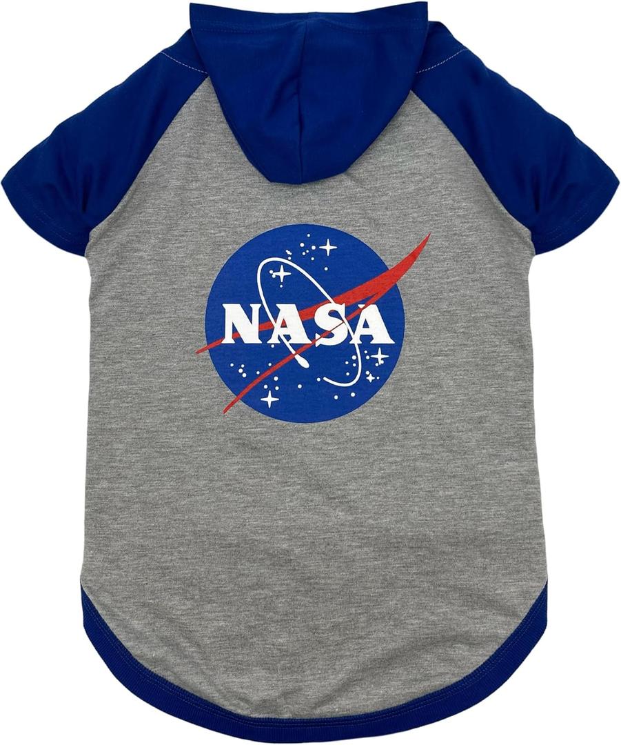 PET NASA Hoodie T-Shirt for Dogs & Cats. NASA Logo Dog Hoody Tee Shirt, Outer Space Hoodie T-Shirt for Pets Cool Sporty Dog Shirt, Small