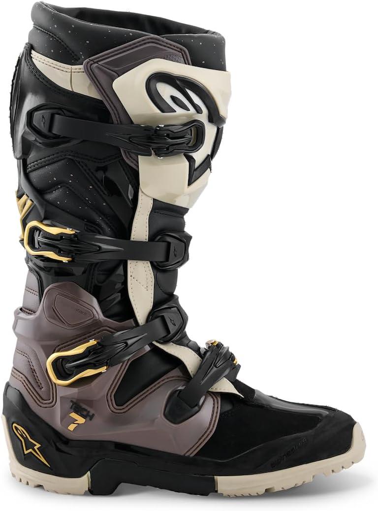 Alpinestars Men's Tech 7 Enduro Boot, Dual-Compound Enduro Sole Grip & Durability, Black/ Dark Gray/ Gold, 9