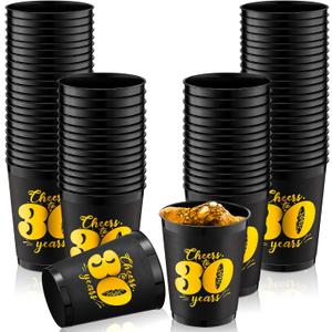 22 Pieces 30th Birthday Cups Cheers to 30 Years Party Cups 12 oz Gold Black Plastic Stadium Squad Cups for 30th Birthday Decorations Anniversary Wedding Party Favors