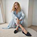 MUSSHOE Women's Flats Dressy Pointed Toe Comfortable Bowknot Ballet Flats Shoes (7, Black White)