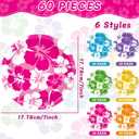 60Pcs Hibiscus Party Paper Plates for Summer Hibiscus Party Decorations 7in Hawaiian Dessert Plates Disposable Tableware Dinnerware Set for Summer Beach Birthday Party Decoration Pool Party Supplies