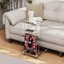 Clear Acrylic Side Table on Lockable Wheels, C Shaped End Table for Sofa, Small Coffee Tables for Small Spaces (Clear), 23.7 inches x 13.8 inches x 11.8 inches
