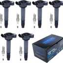 Set of 6 Ignition Coil Packs & Spark Plugs UF487 for Lexus & Toyota 3.5L V6 2007-2018 ES350 RX350 Avalon Camry Highlander RAV4 Sienna Replace 9091902251 9091902255