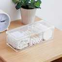 Sooyee Qtip Holder Rectangle Cotton Ball and Swab Holder Organizer with Lid, Dustproof,Waterproof,Clear Acrylic 3 Compartment Cotton Pad Container for Cotton Swabs, Make Up Pads, Cosmetics