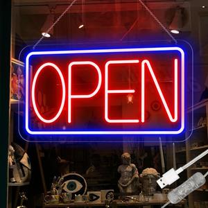 Neon Open Sign for Business,16.2"X 9" Led Open Sign with ON/OFF Switch for Storefront Window Glass Door Shop Store Florists Bar Salon Cafes Restaurant
