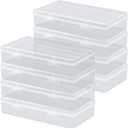 Rocutus Clear Plastic Storage Containers, 8 Pack Mini Beads Box With Hinged Lid, Large Size (7.7 x 4.1 x 1.6 Inches)