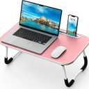 Foldable Lap Desk with Tablet Slot, Portable Laptop Desk for Bed, Lightweight Bed Table for Working Writing Reading Drawing Eating on Couch Floor, Pink (20.8"11.8")