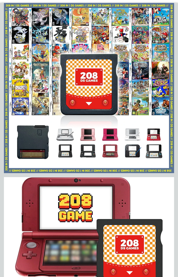 Brand: MOCINNA【2026 Newest】208 in 1 Super Combo Game Cartridge, Retro Game Pack Card Compilation with 208 Games