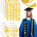 2 x JULBEAR Graduation Stole Class of 2026, 8 Sheets Graduation Iron on Stickers Graduation Cord DIY Black Graduation Stole Gold Honor Cord Unisex Adult Graduation Sash Letters Patterns Number Patches