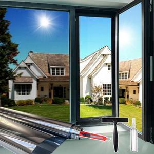Window Privacy Film One Way Sun Heat UV Blocking, 29.5" * 78.7" | Reflective Window Tint for Home & Office, Daytime Privacy See Out Not in, Static Cling, Natual Silver