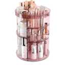 Jiavarry 360 Rotating Makeup Organizer with Lipstick Slots, 8 Adjustable Layers Spinning Skincare Organizers, Large Capacity Desk Storage, Carousel Cosmetic Shelf for Vanity Bathroom Countertop
