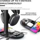 Airpod Max Charger Stand with 15w Wireless Charger, Suguder 4 in 1 Headset Holder for Apple Accessories Charging with AirPods Max/Pro/iWatch/iPhone/Vision Pro, Headphones Stand for Desk Organizer
