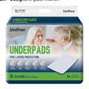 Unifree Disposable Underpads, Bed Pads, Incontinence Pad, Super Absorbent, 50 Count, Blue (XL 30x36 Inch)