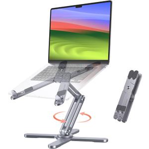 OMOTON 360 Rotating Laptop Stand Riser for Desk, Ergonomic Foldable Computer Stand Adjustable Height Angles for Collaborative Work, Easy Storage Fit Macbooks,All Laptops up to 16 inches, Space Grey