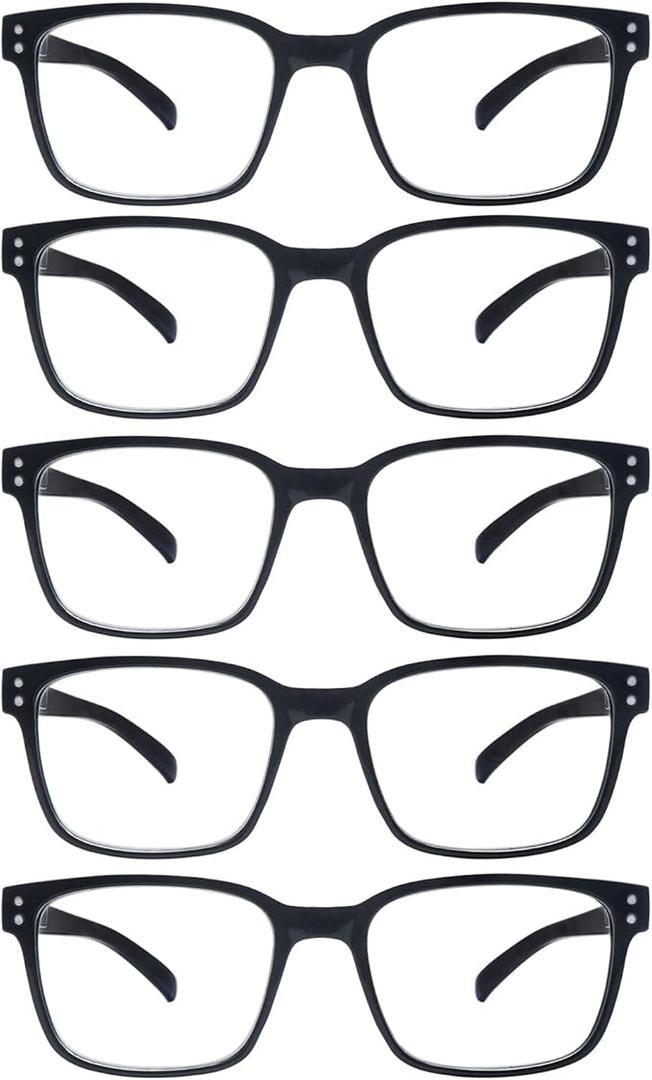 SIGVAN 5 Pack Reading Glasses for Men and Women Blue Light Blocking with Spring Hinge Readers Computer Eyeglasses