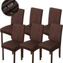 Genina Waterproof Chair Covers for Dining Room Dining Chair Covers Kitchen Parsons Chair Covers (Chocolate, 6 PCS)