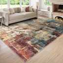 Lahome Modern Abstract 9x12 Area Rugs for Bedroom, Washable Living Room Rug for Bedroom Low Pile Non Slip, Red Soft Indoor Accent Carpet for Dining Room Table Home Decor Use