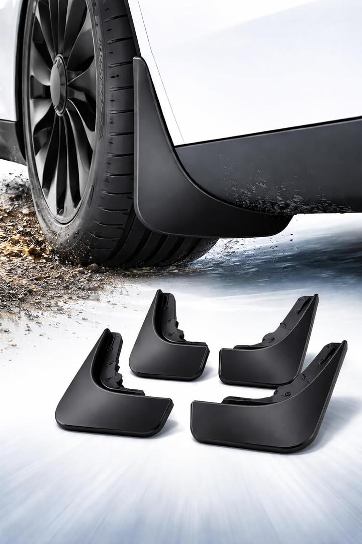 Tesla Model 3 Mud Flaps 2019-2022, Premium All-Weather Splash Guards No Drill OEM Fit, Heavy Duty TPE Front & Rear Mudguards for Tesla Model 3 Accessories (4PCS)