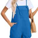 KORSIS Overalls for Women Summer Klein Blue Large Casual Loose Fit Spaghetti Strap Shorts Overall Rompers Bib jumpsuits Outfits with pockets (Blue, L)