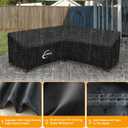 Kipiea Patio V-Shaped Sectional Sofa Cover, 420D Heavy-Duty Oxford Fabric Outdoor Sectional Cover with 6 Windproof Buckles, Anti UV and No Tears, No Fading (115"/115" L x 33.5" D x 31" H) Black