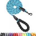 Rttochfy Rope Dog Leash 2/4/5/6/8/10 FT with Comfortable Padded Handle and Highly Reflective Threads for Small Medium and Large Dogs Heavy Duty (1/2"-5 FT, Blue)