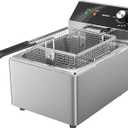 Electric Deep Fryer Countertop Deep Fryer with Basket and Lid Capacity 10L(10.5QT) Stainless Steel Single Tank Fryer for Home Use Easy to Clean Oil Fryers 1800 Watts, 120V
